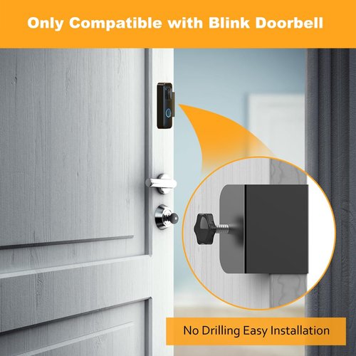 Blink Doorbell Mount, Anti-Theft Blink Video Doorbell Door Mount Bracket No Drilling, Not Block Doorbell Motion Sensor, Easy to Install, Fit for Blink Doorbell Camera (Black)