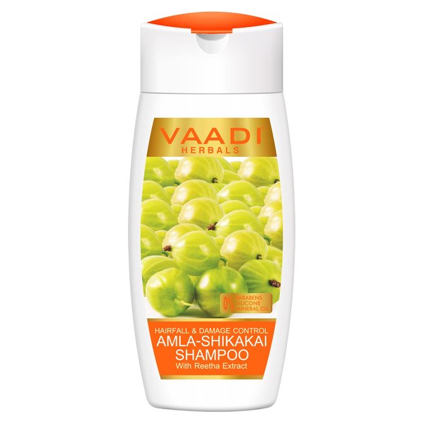 Amla with Shikakai & Reetha Shampoo - Hair Fall Control Shampoo - ALL Natural Herbal Shampoo - Shampoo for Hair Loss - Shampoo for All Hair Types - 11.8 Ounces - Vaadi Herbals