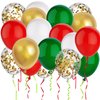 PheiLa 50 Pcs 12 Inch Christmas Balloons Red Green White Gold Confetti Balloons Christmas Party Decoration Supplies for Xmas Birthday Baby Shower Wedding New Year Party Decorations