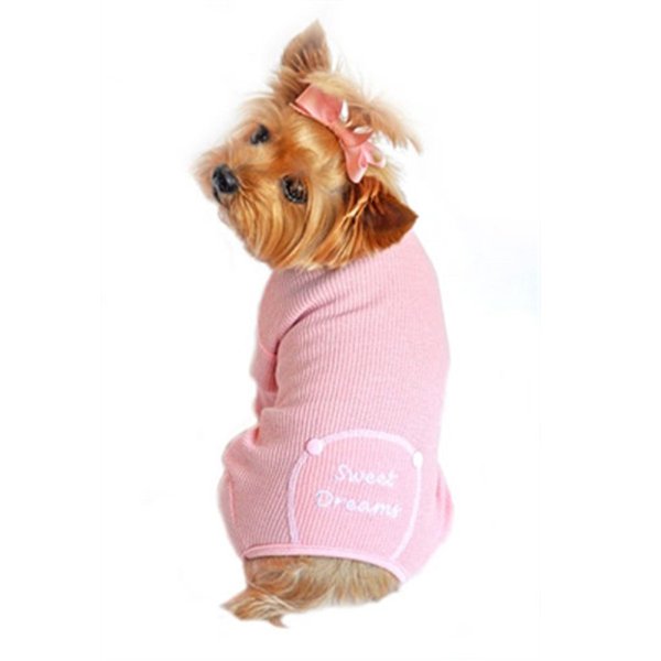 Sweet Dreams Thermal Cotton Pajamas for Dogs by Doggie Design (L (19"-21" girth; 16"-19" neck), Pink)
