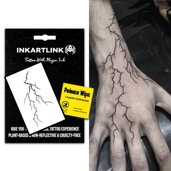 INKARTLINK Temporary tattoo, magical tattoo lasts 7-15 days, waterproof and non-reflective, exquisite packaging, unique design(Lightning)