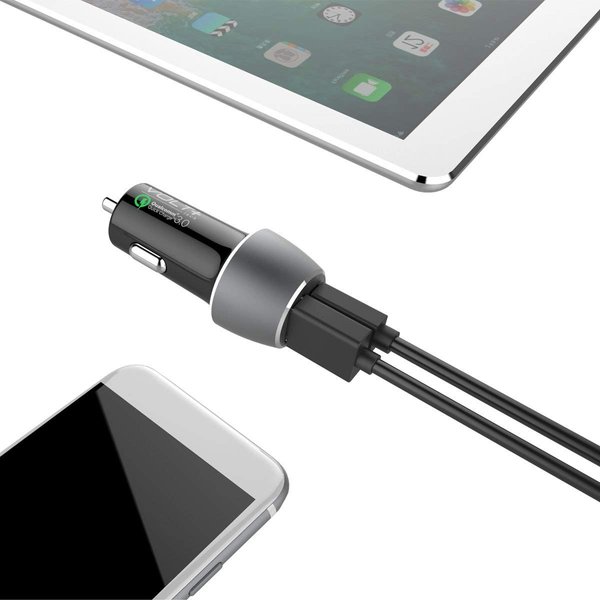 PRO 33 Watt Car Kit Compatible with Nokia C110 Plus Data, Durable Quick Adaptive Fast Charging Dual USB-C/MicroUSB Long 4ft Cables