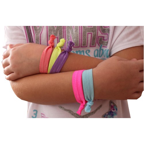 Syleia Pack of 20 Bright and Pastel Hair Ties Ponytail Holders Elastic Ribbon Band Crease Free Hand Knotted Fold Over Ouchless Strong Hold