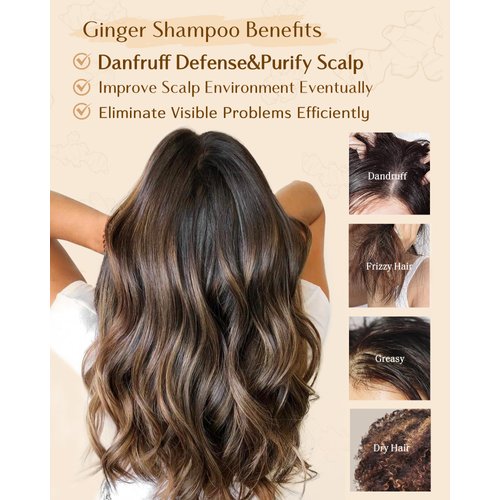 YANIBEST Anti Dandruff Shampoo Natural Formula Ginger Shampoo, Organic Shampoo, Improve Scalp Environment, for Clarifying Strengthen Moisturize, Itch-free