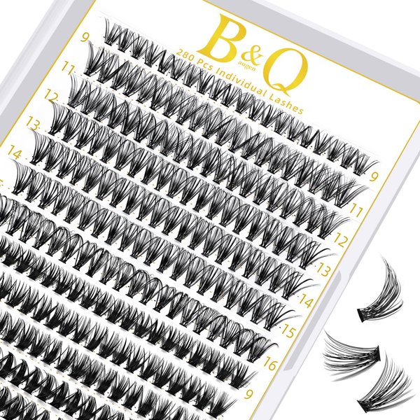 Lash Clusters 30D 50D-C-9-16MIX B&Q LASH Individual 280 Clusters False Eyelash 9-16MIX Lash Clusters Extensions DIY Eyelash Extensions at Home (30D 50D,C-9-16MIX)