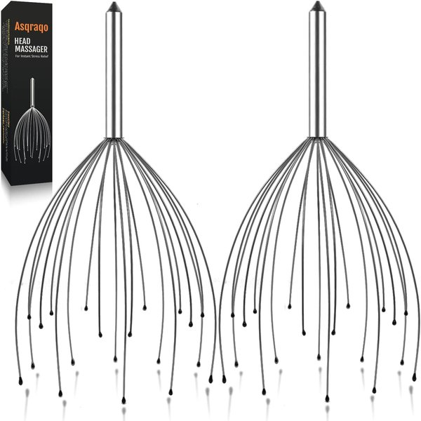 Asqraqo Stocking Stuffers, 2 Pack Scalp Massagers, 20 Fingers Hand-held Massage Tingle, Head Massagers for Deep Relaxation, Stress Relief and Hair Stimulation