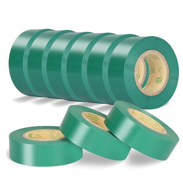 KIWIHUB Green Electrical Tape, UL Approved, 9 Pack 0.7in X 33ft, Industrial Grade Vinyl Electrical Insulating Tape, Electric Tape for Improvement Electrical Equipment