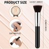 Tanlade 10 Pcs Flat Top Foundation Brush Wedding Gifts Kabuki Cosmetics Synthetic Dense Makeup Artist Brush for Liquid, Cream, Flawless Face Blush Brush for Wedding Artist Face Makeup Tools(Black)