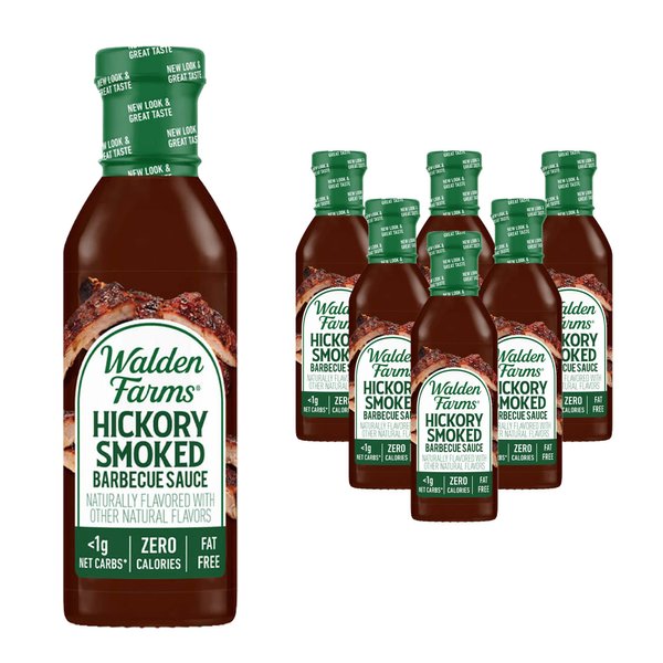 Walden Farms Hickory Smoked BBQ Sauce 12 oz. (6 Pack) - Fresh and Flavorful, Vegan, Paleo and Keto Friendly, 1g Net Carbs - Perfect for Dipping and Marinating, Steak, Ribs, Chicken, Fish and More