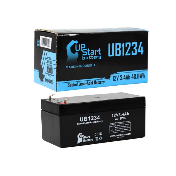 Replacement for APC Back-UPS 325 BE325R Battery - Replacement UB1234 Universal Sealed Lead Acid Battery (12V, 3.4Ah, 3400mAh, F1 Terminal, AGM, SLA) - Includes Two F1 to F2 Terminal Adapters
