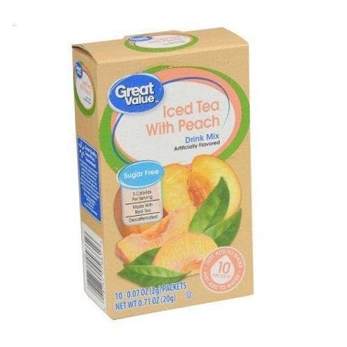 Great Value: Decaffeinated Iced Tea with Peach Drink Mix, .71 Oz (Pack of 6)