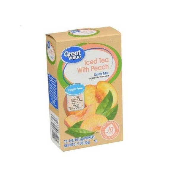 Great Value: Decaffeinated Iced Tea with Peach Drink Mix, .71 Oz (Pack of 6)