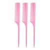 Allegro Combs 61 XL Rat Tail Combs Wide Tooth Comb Detangling Hair Styling Coarse Hair Foiling Thick Back Parting Combs Hairstylist Combs For Women Made In USA 3 Pc. (Light Pink)