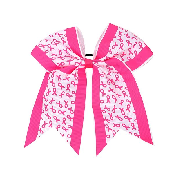 Breast Cancer Awareness Cheer Bows Pink Ribbon Elastic Hair Ties Cheerleader Hair Band Women's Breast Cancer Awareness Hair Accessories Ponytail Holder for Women Girls(Style A)