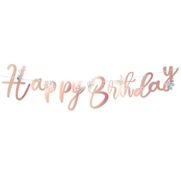 Boho Floral Happy Birthday Banner Rose Gold Birthday Banner Flower Banner Boho Floral Birthday Decorations Girl Women Spring Birthday Party Decorations Home Office Rose Gold Birthday Decorations