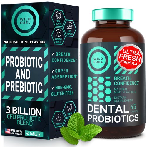 Oral Probiotics for Mouth Bad Breath - Dental Probiotics for Teeth and Gums - 3 Billion CFU Advanced Bad Breath Treatment for Mouth Health - 45 Prebiotic and Probiotic Lactobacillus Salivarius Tablets