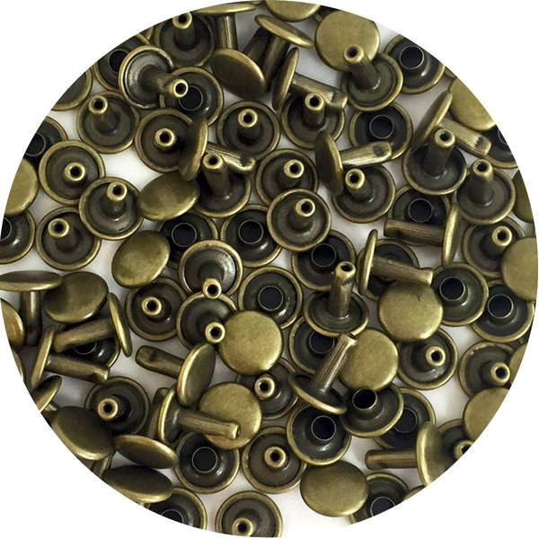 Springfield Leather Company Rivets, Antique Brass, Double Cap Rivets, Medium Size 100pk