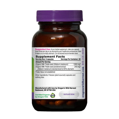 Oregon's Wild Harvest Certified Organic Milk Thistle Herbal Supplement, 90 Count