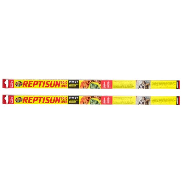 Zoo Med 2 Pack of T8 ReptiSun 10.0 UVB, 24 Inch, 17 Watt, Reptile Habitat Lighting