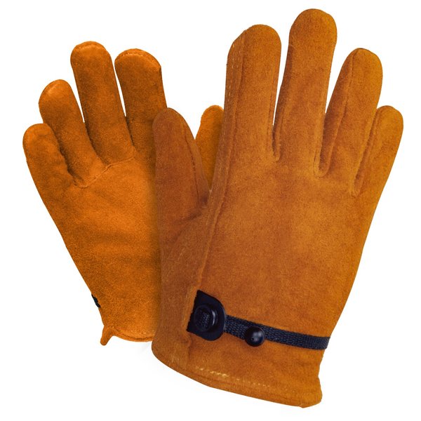 Hocoi Moa Toddler Work Gloves Age 2-12, Sheepskin/Cowhide Kids Leather Work Gloves for Children Yard Gardening (Brown/Yellow) (Small (2-4 Years Old), Brown - Suede Cowhide)