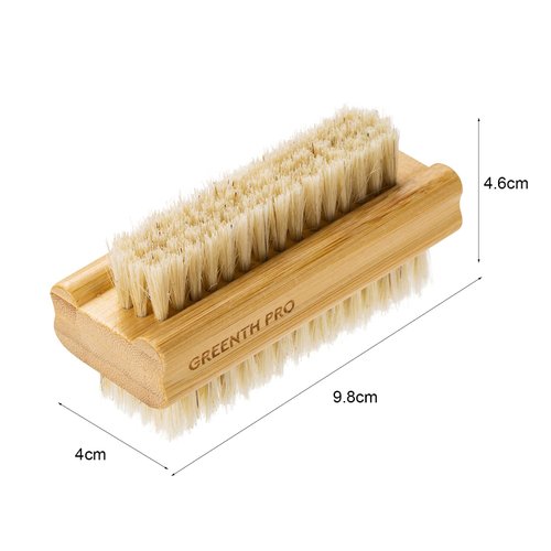 GREENTH PRO Bamboo Boar Bristle Nail Brush-3PCS Wooden Nail Scrub Brush for Toes and Nails,Cleaning Nail Brush
