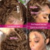LEYBOCE 13x4 Curly Lace Front Wigs Human Hair Chocolate Brown Curly Human Hair Wigs for Black Women 200% Density HD Lace Frontal Wigs Brazilian Virgin Human Hair Pre Plucked Curly Wigs 22 Inch
