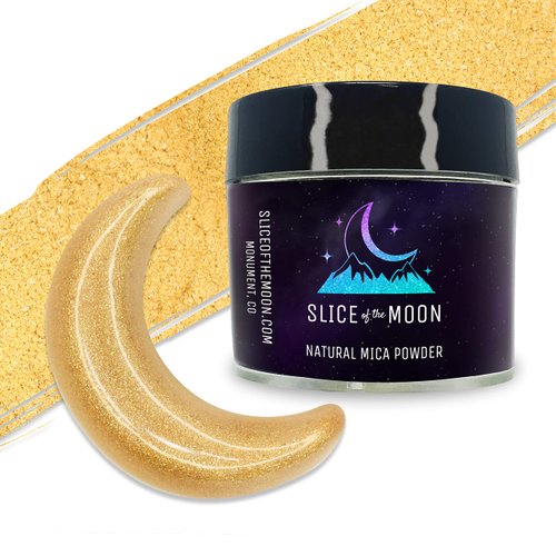 Slice of the Moon | Flashing Gold Natural Mineral Mica Powder, 0.88oz (25g) | for Personal or Professional Use - Cosmetics, Epoxy Resin Projects, Nail Polish, Soaps, Bath Bombs, and Art Projects