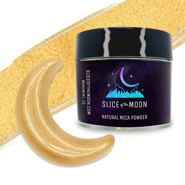 Slice of the Moon | Flashing Gold Natural Mineral Mica Powder, 0.88oz (25g) | for Personal or Professional Use - Cosmetics, Epoxy Resin Projects, Nail Polish, Soaps, Bath Bombs, and Art Projects