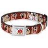 Dog Collar Seatbelt Buckle Tasmanian Devil Expressions Brown 18 to 32 Inches 1.5 Inch Wide, DC-WLTTZ001-WL