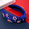 mokkia 4th of July Headband for Women American Flag Star Knotted Headbands Red White and Blue Rhinestone Crystal Top Knot Headbands Patriotic 4th of July Accessories Party Favors (American Flag D)