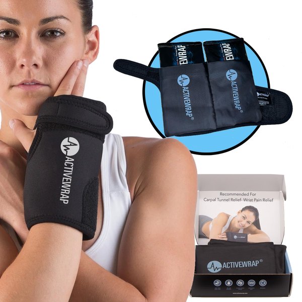 ActiveWrap-Physical Therapist Designed Wrist Ice Pack for Carpal Tunnel Relief, Wrist Pain, Arthritis. All-in-One Heat and Ice Wrap. Wrist Support and Reusable Soft Gel Ice Packs. FSA/HSA Eligible