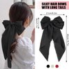 3 PCS Hair Bows for Women Hair Bow Clips Black Bow Hair Ribbons for Women Big Bows Metal Clips French Barrette with Long Tail Satin Ribbon Hairpin Lady Barrettes Scrunchies Ponytail Accessories
