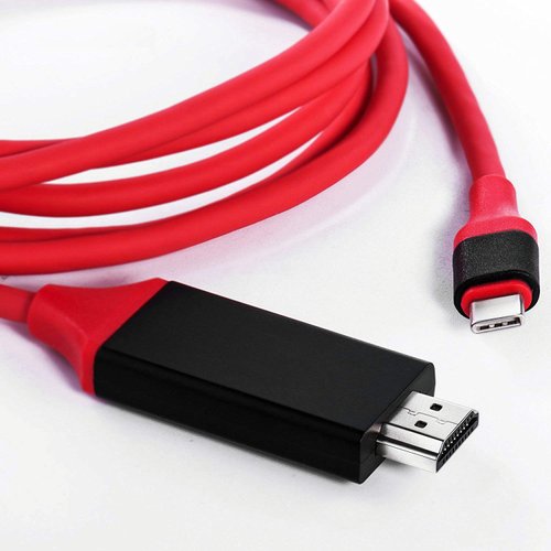 VOLT PLUS TECH USB-C/PD 4k HDMI Cable Compatible with Your Microsoft Lumia 950 Dual SIM with Full 2160p@60Hz, 6Ft/2M Cable [Red, Thunderbolt 3 Compatible]