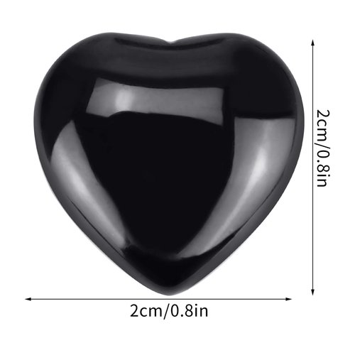 Marrywindix 15 Packs 0.8 Inch Healing Crystal Natural Black Obsidian Heart Love Carved Palm Worry Stone Chakra Reiki Balancing