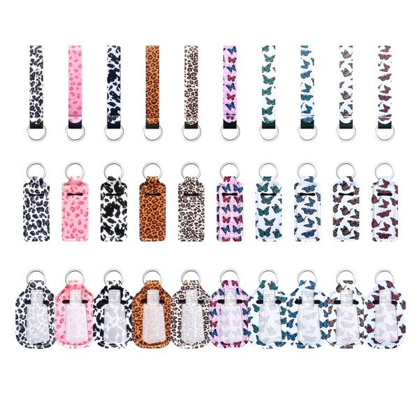40pcs Summer Travel Hand Neoprene Chapstick Keychain Holder Set Includes 10pcs Chapstick Holders Keychain bulk 10pcs hand sanitizer key chain 10pcs Travel Bottles with 10pcs Neoprene Wristlet Lanyard