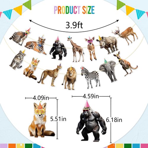 Firefairy Safari Animal Banner, Pre-strung Party Animal Garland, Safari Birthday Decorations, Jungle Birthday Party Decor, Party Animal Birthday Decor, Animal Birthday Party Decorations