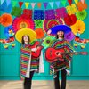 TURNMEON 40Pcs Fiesta Mexican Party Decorations Supplies, Cinco De Mayo Llama Balloons Paper Fans Pom Poms Table Cover Pennant Papel Picado Banner Honeycomb Table Decor Taco Tuesday Dia De Los Muertos
