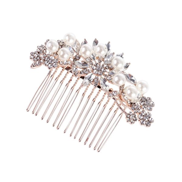 Didiseaon Bridesmaid Hair Accessories Rhinestone Barrettes Bridal Headpiece Bridal Hair Comb Pearl Hair Accessories Bride Hair Comb Women Hair Comb Tiara Women's Hair Dryer Wedding
