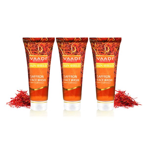 Vaadi Herbals Saffron Face Wash with Sandalwood Extract, 2 fl. Oz Each (Pack of 3)