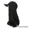 iLUU Black Wig Hair and Black Hat Baseball Cap with Hair Extensions Synthetic Wavy Wig Hat Adjustable Baseball Hat and 14" Heat Resistent Hairpieces for Women Girl Daily Use (Black)