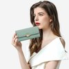 Roulens Wallet for Women RFID Blocking PU Leather Leaf Pendant Card Holder Phone Checkbook Organizer Zipper Coin Purse