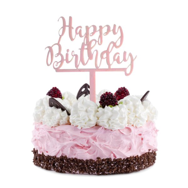 Pink Acrylic Happy Birthday Cake Topper Decoration Cupcake Topper For Birthday Party Decorations Supplies(Pink 2)