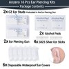 Anzero 16 Pcs Ear Piercing Kit, Disposable Ear Piercing Gun with Cubic Zirconia Stud, at Home Self Ear Piercer Kit (3MM Earrings Stud)