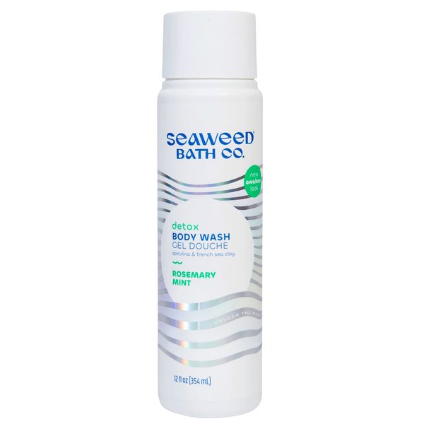 Seaweed Bath Co. Detox Body Wash, Rosemary Mint Scent, 12 Ounce, Shower Gel for Men & Women, Vegan, Paraben Free, Sulfate Free, Cruelty Free