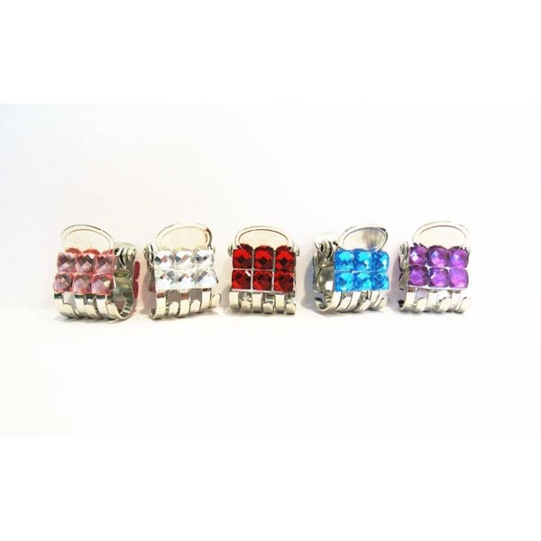 Generic Tiny mini silver metal hair claw clip with rhinestones your color choice (set (Primary color: Pink)