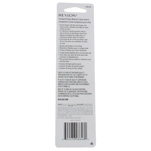 Revlon Compact Emery Boards Nail File, Dual Sided Manicure and Pedicure Tool for Shaping and Smoothing Finger and Toenails, 24 Count (Pack of 2)