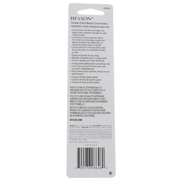 Revlon Compact Emery Boards Nail File, Dual Sided Manicure and Pedicure Tool for Shaping and Smoothing Finger and Toenails, 24 Count (Pack of 2)