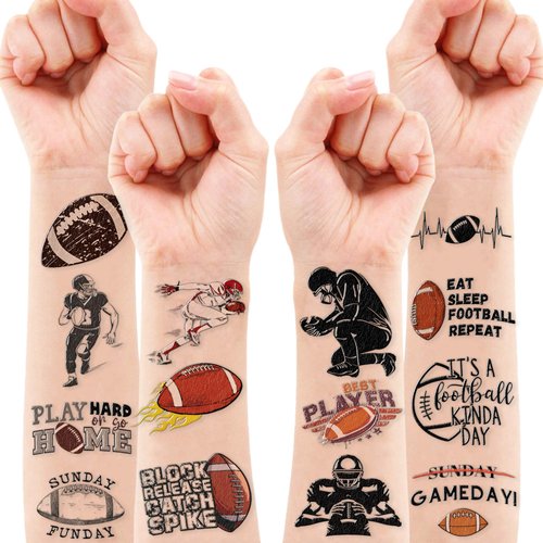 Football Temporary Tattoos Birthday Party Supplies Decorations 81 PCS Tattoos Stickers American Rugby Fans Cheerleaders Cute Party Favors Kids Boys Girls Gifts Ideas Classroom School Prizes Themed