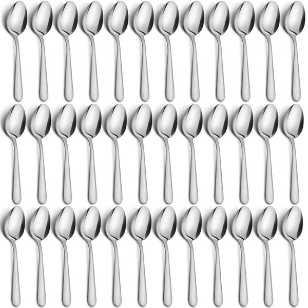 36-Piece Tea Spoons Set, Funnydin 5.9" Stainless Steel Tea Spoons Silverware, Durable Small Spoons, Cost-effective Tea Spoon Set of 36 for Home Kitchen Restaurant - Mirror Polished, Dishwasher Safe