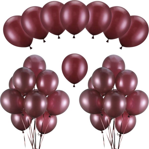 Burgundy Balloons 100 Pack 12 Inch Latex Party Balloons Burgundy Wine Red Balloons Latex Balloons for Weddings, Birthday Party, Bridal Shower, Party Decoration (Burgundy, 12 Inch)